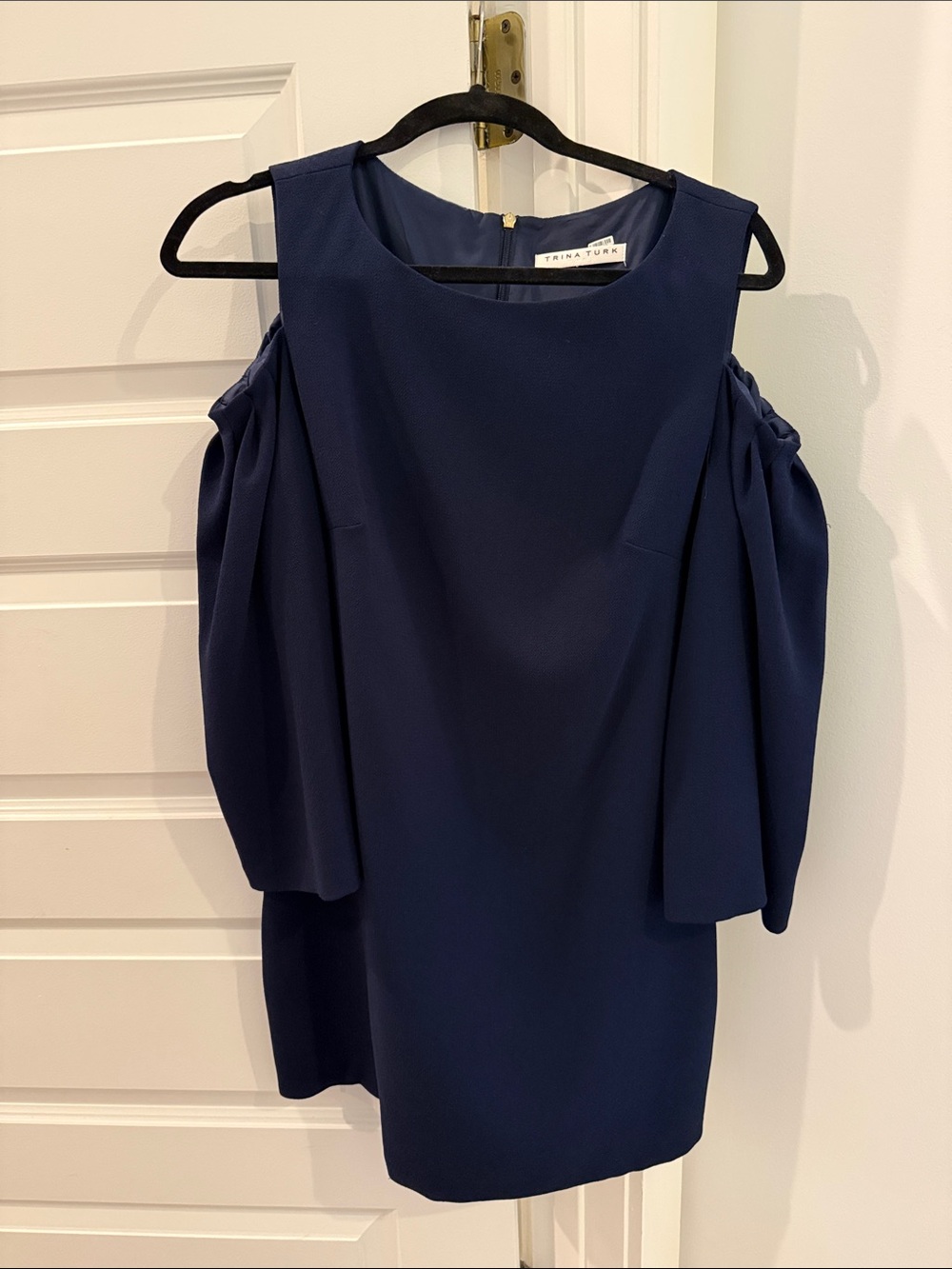 Trina Turk Navy Cold-Shoulder Shift Dress
